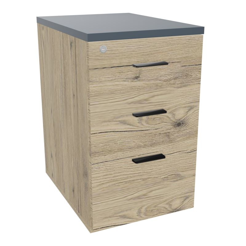 RETOUR SUR CAISSON HAUTEUR BUREAU P60XL43,2 - 3 TIROIRS DONT 1DS TOP EP25MM R3 R6 SG