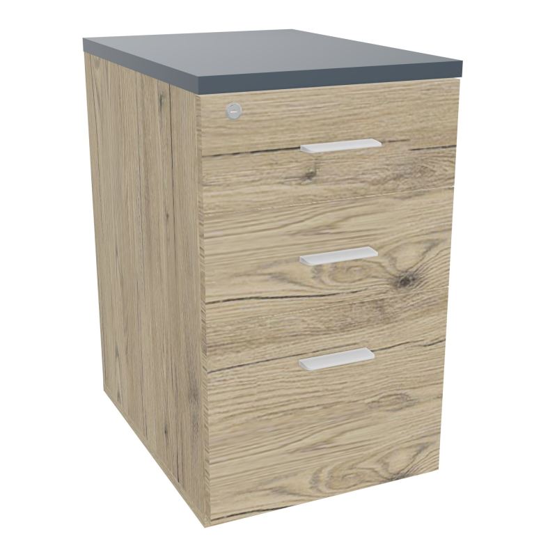 RETOUR SUR CAISSON HAUTEUR BUREAU P60XL43,2 - 3 TIROIRS DONT 1DS TOP EP25MM R3 R6 SO