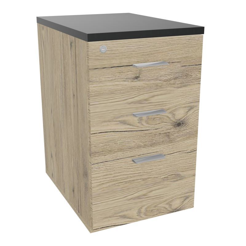 RETOUR SUR CAISSON HAUTEUR BUREAU P60XL43,2 - 3 TIROIRS DONT 1DS TOP EP25MM R3 R9 SB