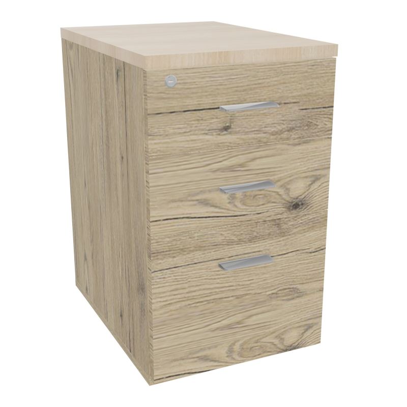 RETOUR SUR CAISSON HAUTEUR BUREAU P60XL43,2 - 3 TIROIRS DONT 1DS TOP EP25MM R3 RZ SB