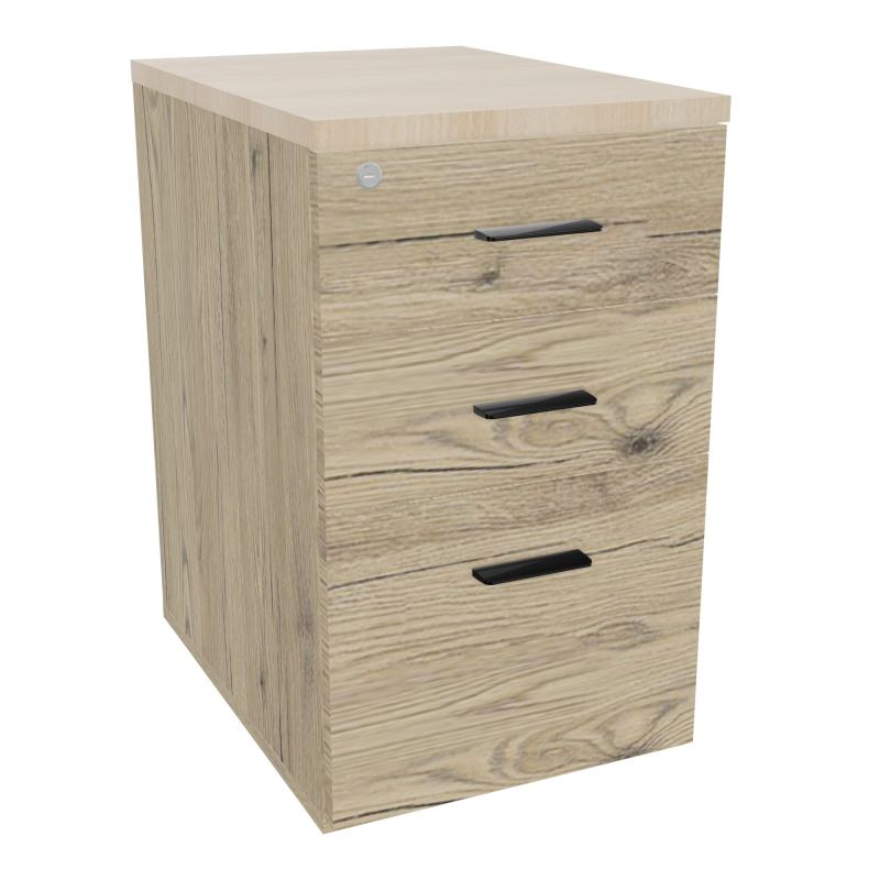RETOUR SUR CAISSON HAUTEUR BUREAU P60XL43,2 - 3 TIROIRS DONT 1DS TOP EP25MM R3 RZ SG