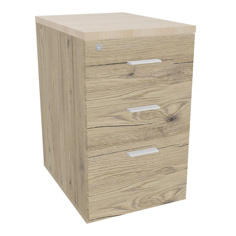 RETOUR SUR CAISSON HAUTEUR BUREAU P60XL43,2 - 3 TIROIRS DONT 1DS TOP EP25MM R3 RZ SO