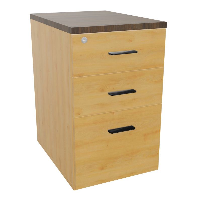 RETOUR SUR CAISSON HAUTEUR BUREAU P60XL43,2 - 3 TIROIRS DONT 1DS TOP EP25MM R5 N6 SG