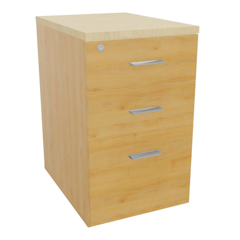RETOUR SUR CAISSON HAUTEUR BUREAU P60XL43,2 - 3 TIROIRS DONT 1DS TOP EP25MM R5 N8 SB
