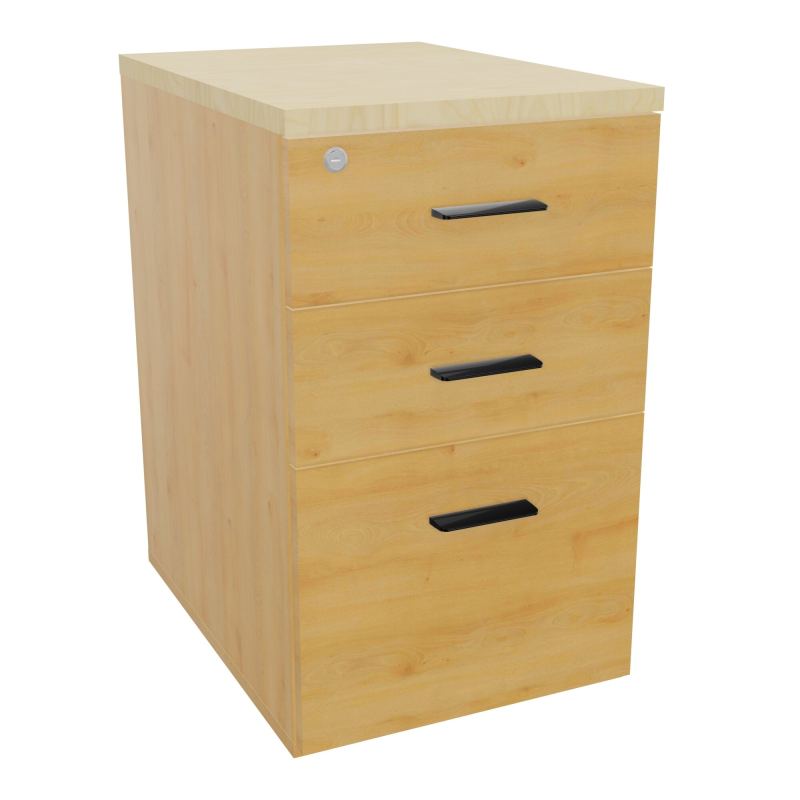 RETOUR SUR CAISSON HAUTEUR BUREAU P60XL43,2 - 3 TIROIRS DONT 1DS TOP EP25MM R5 N8 SG