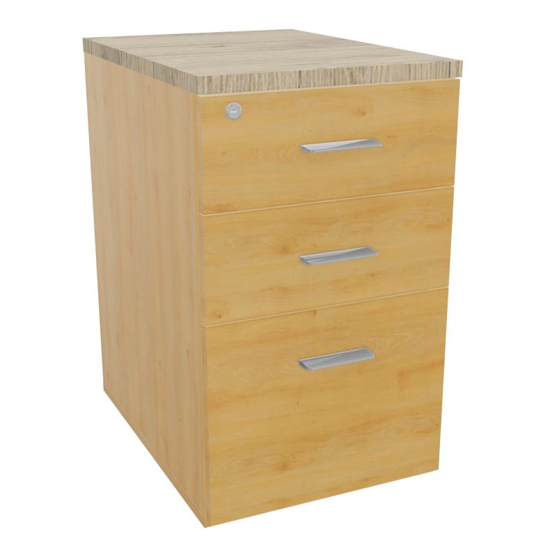 RETOUR SUR CAISSON HAUTEUR BUREAU P60XL43,2 - 3 TIROIRS DONT 1DS TOP EP25MM R5 R3 SB