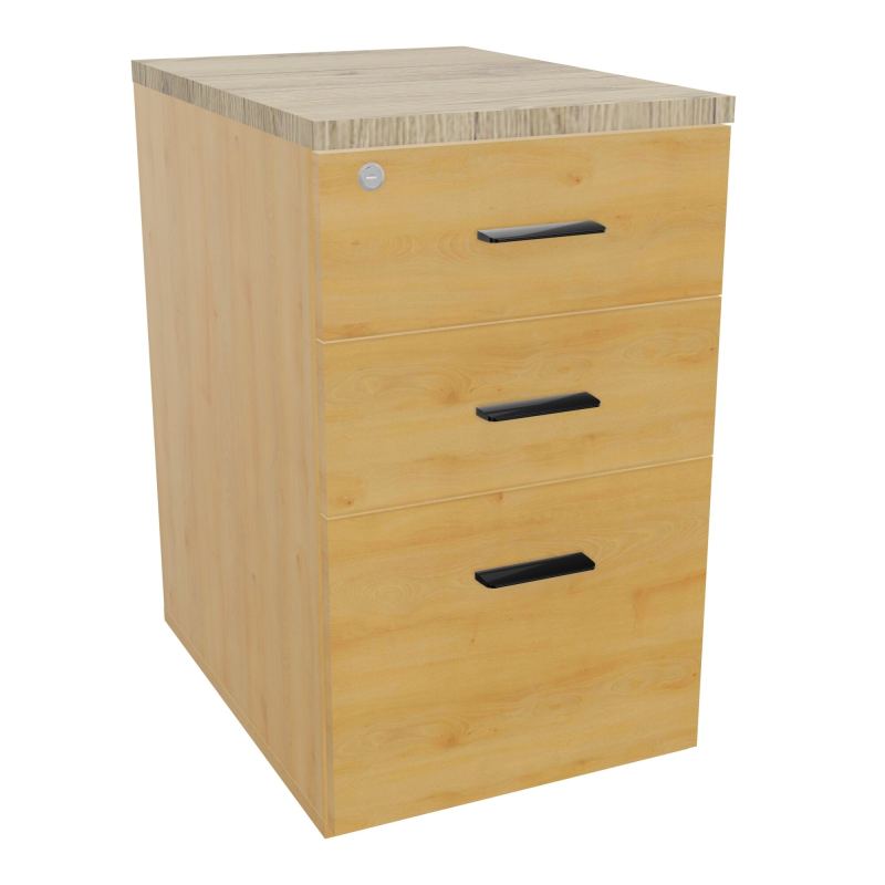 RETOUR SUR CAISSON HAUTEUR BUREAU P60XL43,2 - 3 TIROIRS DONT 1DS TOP EP25MM R5 R3 SG