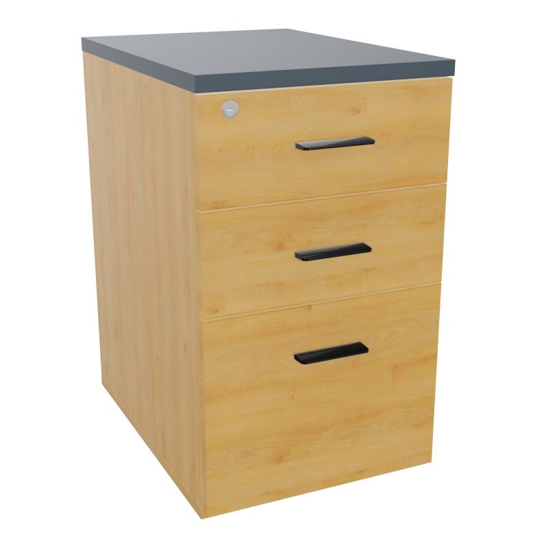 RETOUR SUR CAISSON HAUTEUR BUREAU P60XL43,2 - 3 TIROIRS DONT 1DS TOP EP25MM R5 R6 SG