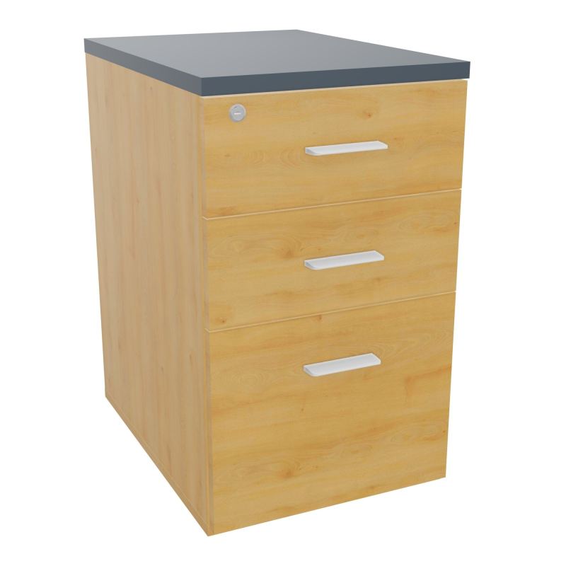 RETOUR SUR CAISSON HAUTEUR BUREAU P60XL43,2 - 3 TIROIRS DONT 1DS TOP EP25MM R5 R6 SO