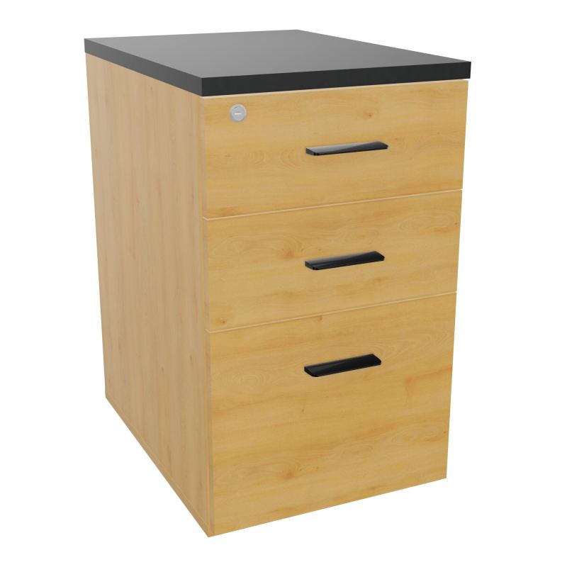 RETOUR SUR CAISSON HAUTEUR BUREAU P60XL43,2 - 3 TIROIRS DONT 1DS TOP EP25MM R5 R9 SG