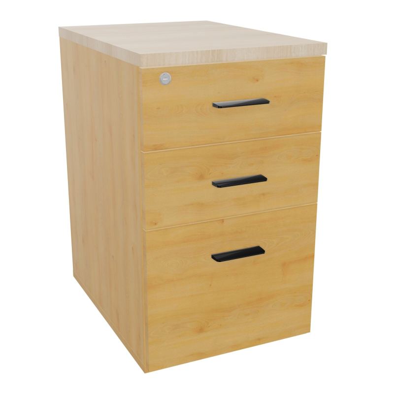 RETOUR SUR CAISSON HAUTEUR BUREAU P60XL43,2 - 3 TIROIRS DONT 1DS TOP EP25MM R5 RZ SG