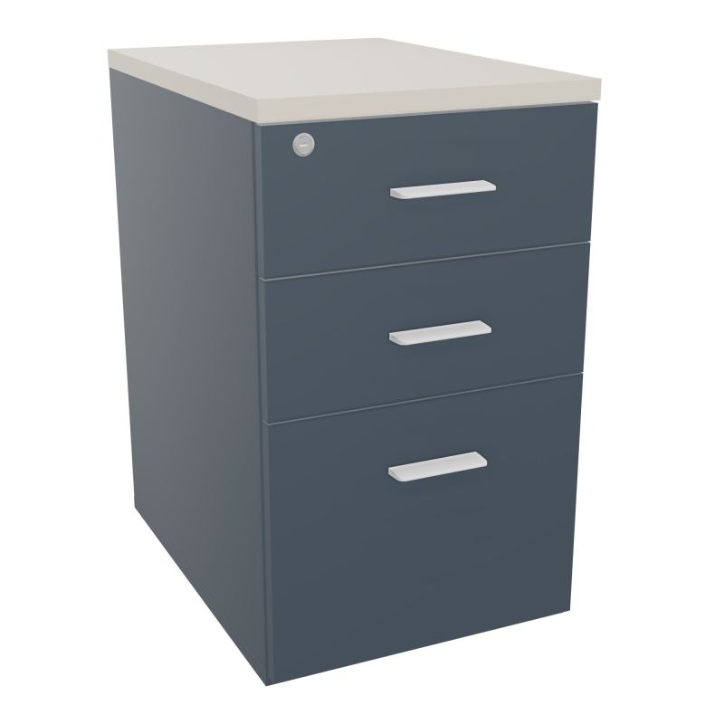 RETOUR SUR CAISSON HAUTEUR BUREAU P60XL43,2 - 3 TIROIRS DONT 1DS TOP EP25MM R6 N5 SO