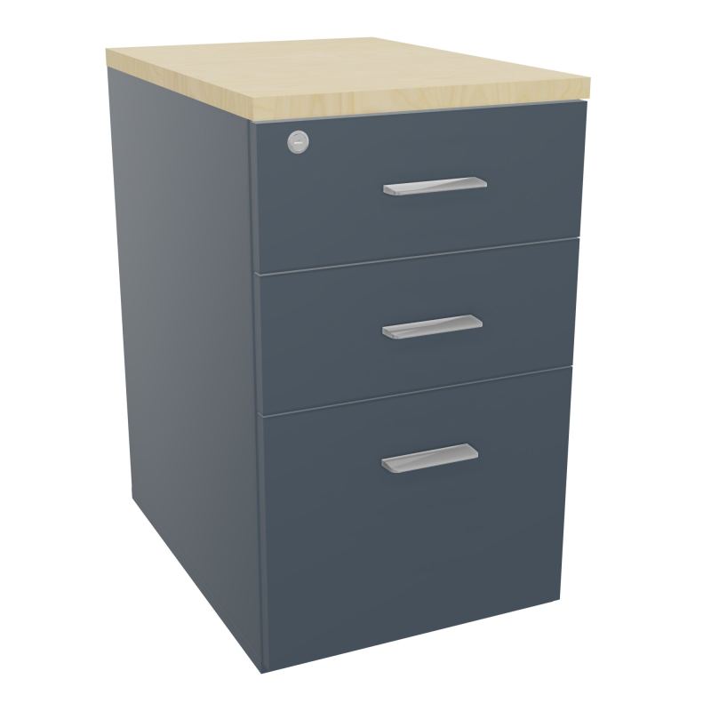 RETOUR SUR CAISSON HAUTEUR BUREAU P60XL43,2 - 3 TIROIRS DONT 1DS TOP EP25MM R6 N8 SB