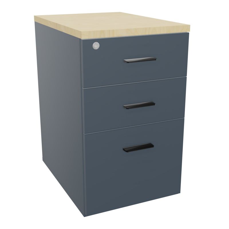 RETOUR SUR CAISSON HAUTEUR BUREAU P60XL43,2 - 3 TIROIRS DONT 1DS TOP EP25MM R6 N8 SG