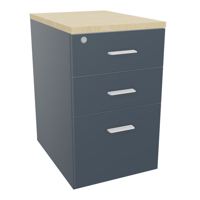 RETOUR SUR CAISSON HAUTEUR BUREAU P60XL43,2 - 3 TIROIRS DONT 1DS TOP EP25MM R6 N8 SO
