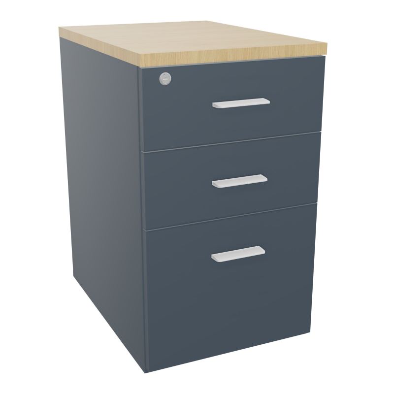 RETOUR SUR CAISSON HAUTEUR BUREAU P60XL43,2 - 3 TIROIRS DONT 1DS TOP EP25MM R6 R1 SO