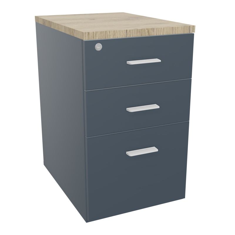 RETOUR SUR CAISSON HAUTEUR BUREAU P60XL43,2 - 3 TIROIRS DONT 1DS TOP EP25MM R6 R3 SO