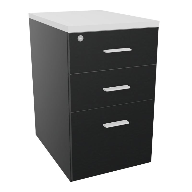RETOUR SUR CAISSON HAUTEUR BUREAU P60XL43,2 - 3 TIROIRS DONT 1DS TOP EP25MM R9 MG SO