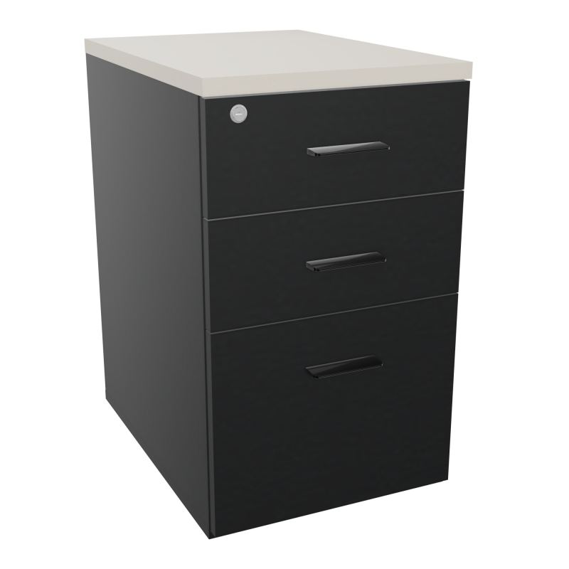 RETOUR SUR CAISSON HAUTEUR BUREAU P60XL43,2 - 3 TIROIRS DONT 1DS TOP EP25MM R9 N5 SG