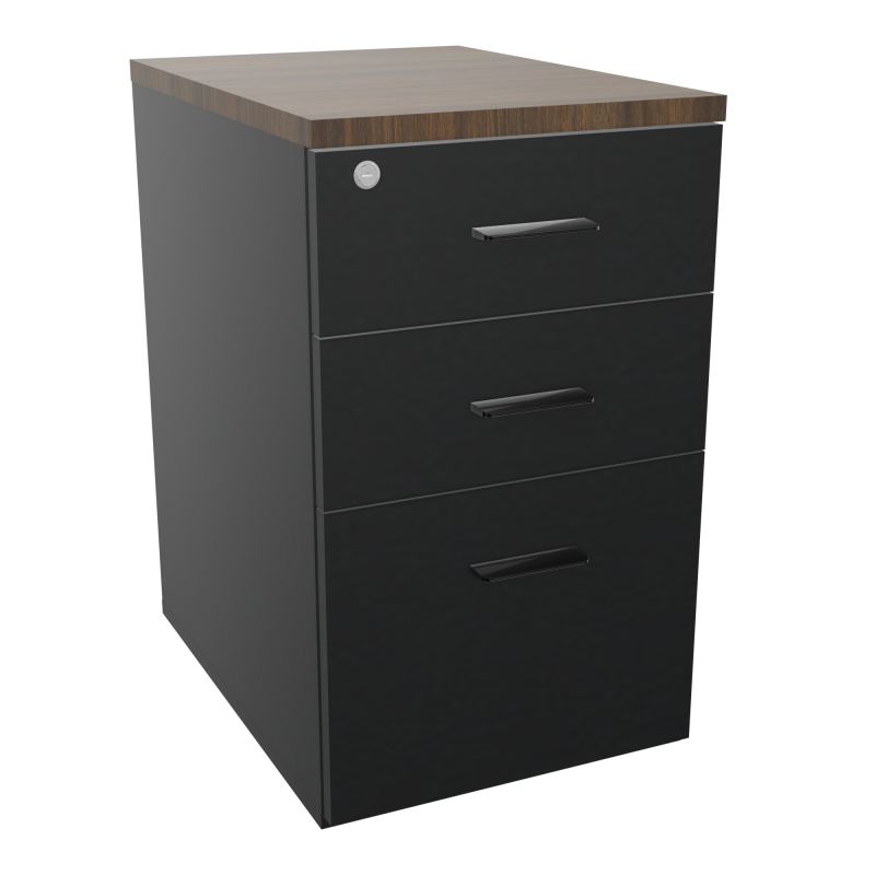 RETOUR SUR CAISSON HAUTEUR BUREAU P60XL43,2 - 3 TIROIRS DONT 1DS TOP EP25MM R9 N6 SG