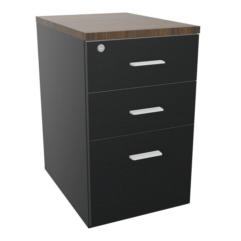 RETOUR SUR CAISSON HAUTEUR BUREAU P60XL43,2 - 3 TIROIRS DONT 1DS TOP EP25MM R9 N6 SO