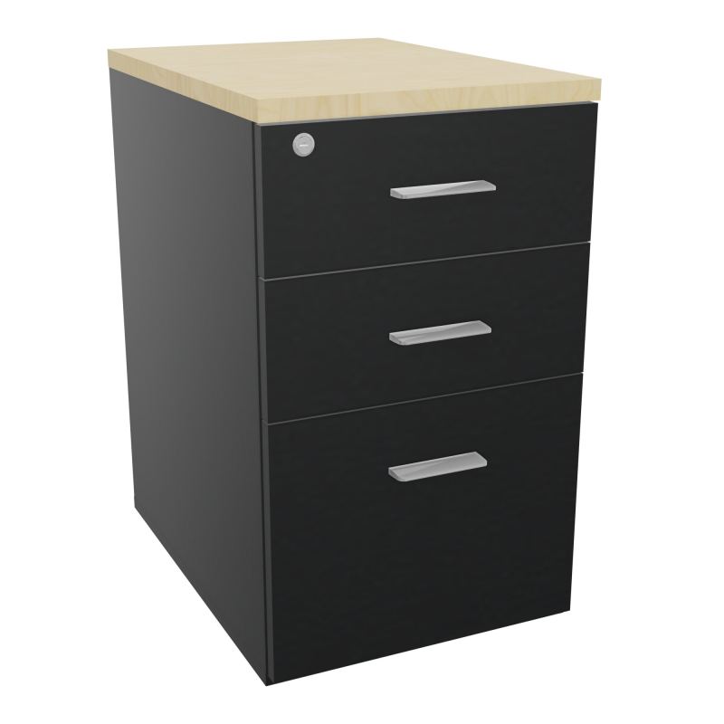 RETOUR SUR CAISSON HAUTEUR BUREAU P60XL43,2 - 3 TIROIRS DONT 1DS TOP EP25MM R9 N8 SB