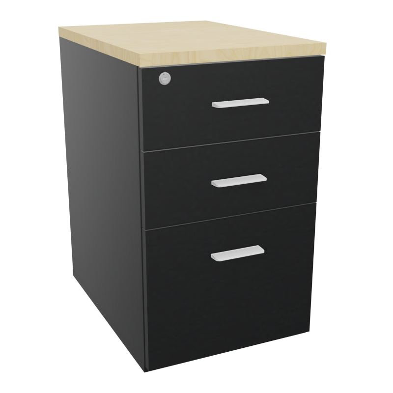 RETOUR SUR CAISSON HAUTEUR BUREAU P60XL43,2 - 3 TIROIRS DONT 1DS TOP EP25MM R9 N8 SO
