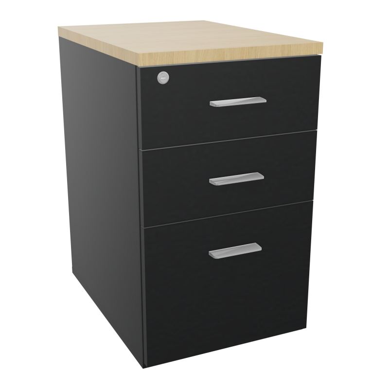 RETOUR SUR CAISSON HAUTEUR BUREAU P60XL43,2 - 3 TIROIRS DONT 1DS TOP EP25MM R9 R1 SB