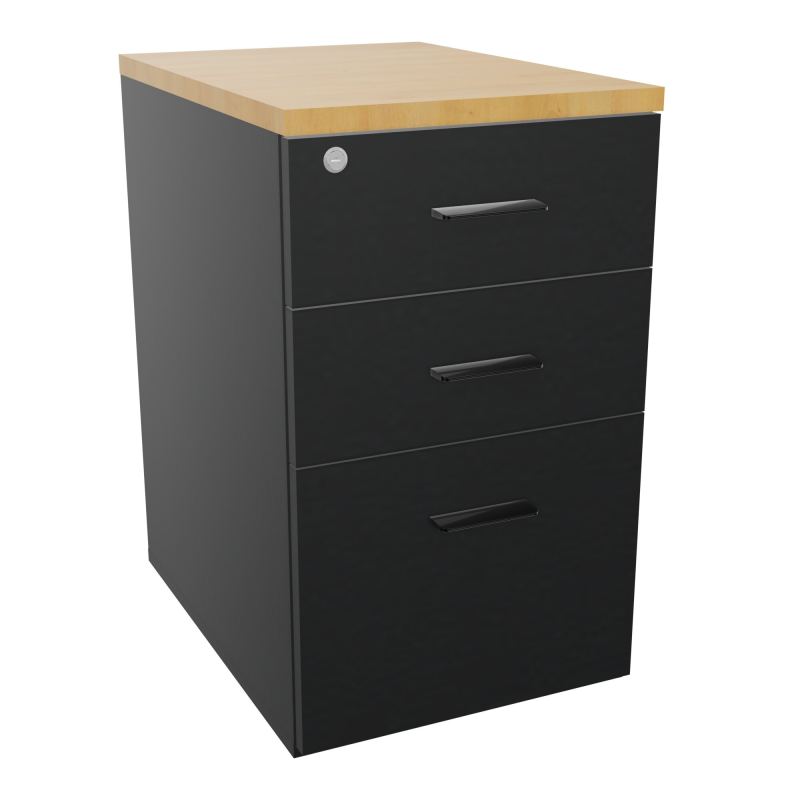 RETOUR SUR CAISSON HAUTEUR BUREAU P60XL43,2 - 3 TIROIRS DONT 1DS TOP EP25MM R9 R5 SG