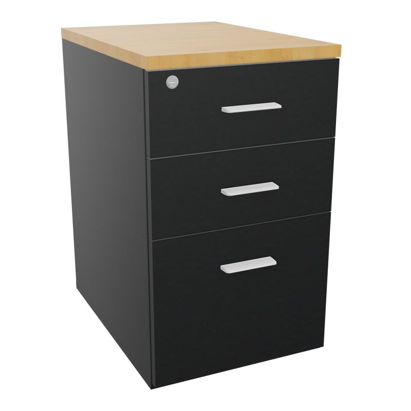 RETOUR SUR CAISSON HAUTEUR BUREAU P60XL43,2 - 3 TIROIRS DONT 1DS TOP EP25MM R9 R5 SO