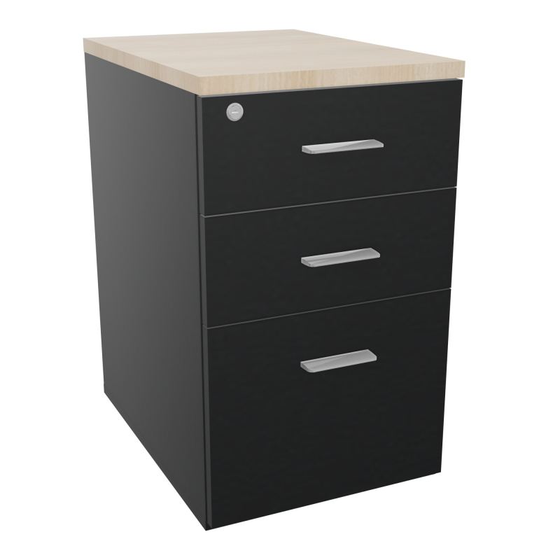RETOUR SUR CAISSON HAUTEUR BUREAU P60XL43,2 - 3 TIROIRS DONT 1DS TOP EP25MM R9 RZ SB