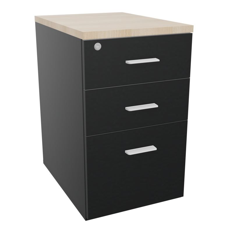 RETOUR SUR CAISSON HAUTEUR BUREAU P60XL43,2 - 3 TIROIRS DONT 1DS TOP EP25MM R9 RZ SO