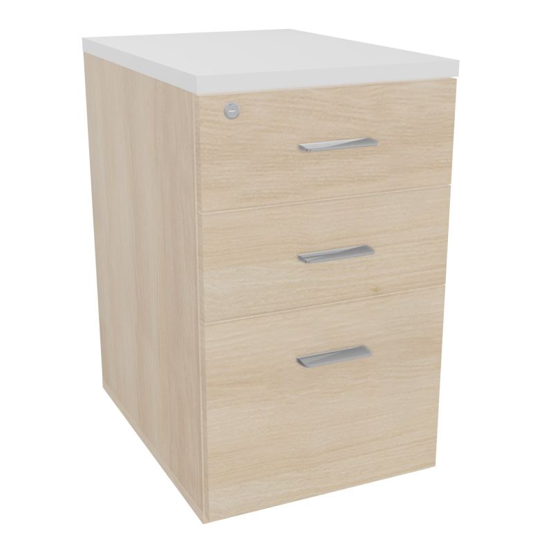 RETOUR SUR CAISSON HAUTEUR BUREAU P60XL43,2 - 3 TIROIRS DONT 1DS TOP EP25MM RZ MG SB