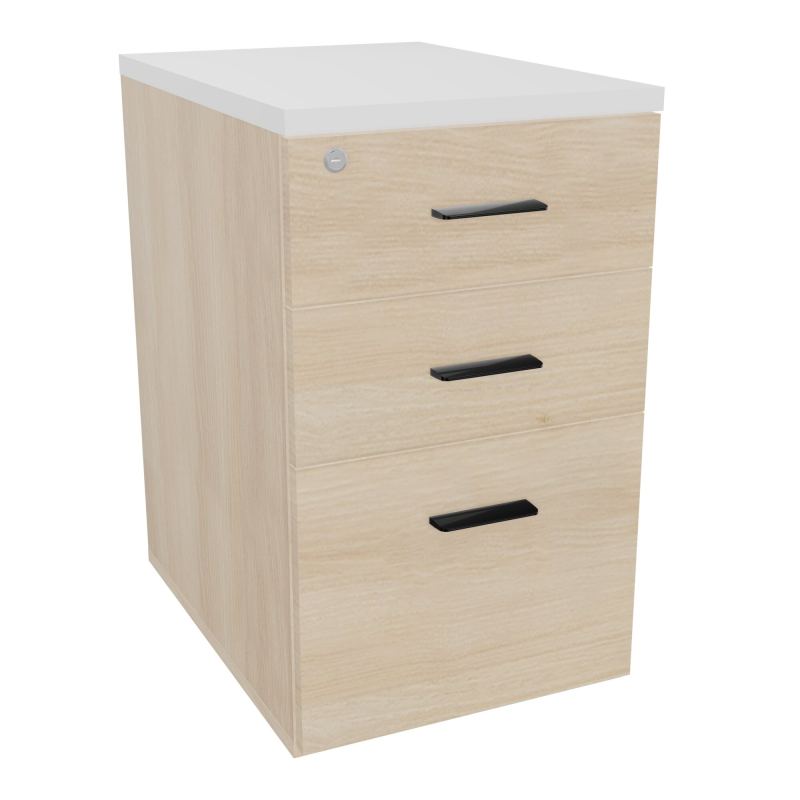 RETOUR SUR CAISSON HAUTEUR BUREAU P60XL43,2 - 3 TIROIRS DONT 1DS TOP EP25MM RZ MG SG