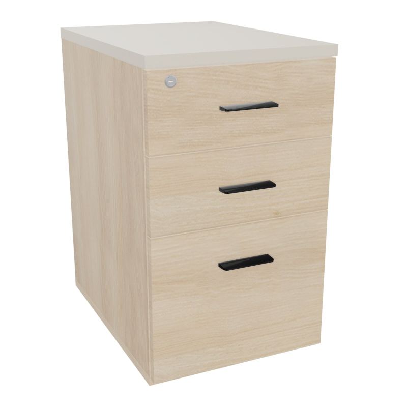 RETOUR SUR CAISSON HAUTEUR BUREAU P60XL43,2 - 3 TIROIRS DONT 1DS TOP EP25MM RZ N5 SG