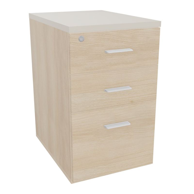 RETOUR SUR CAISSON HAUTEUR BUREAU P60XL43,2 - 3 TIROIRS DONT 1DS TOP EP25MM RZ N5 SO