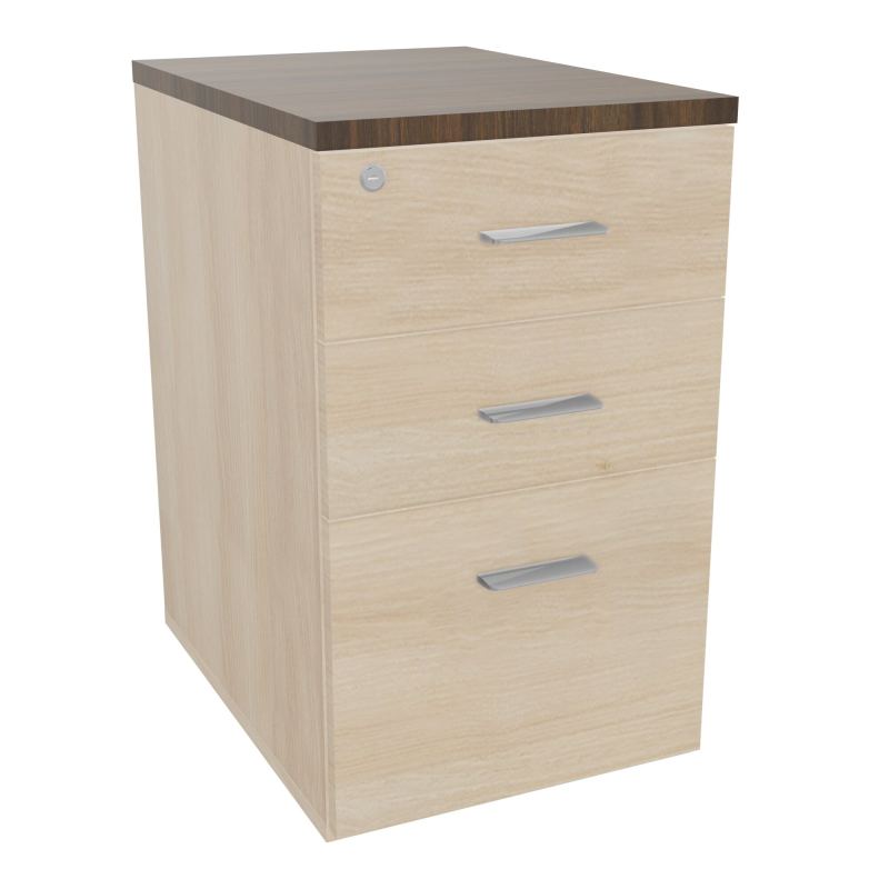 RETOUR SUR CAISSON HAUTEUR BUREAU P60XL43,2 - 3 TIROIRS DONT 1DS TOP EP25MM RZ N6 SB