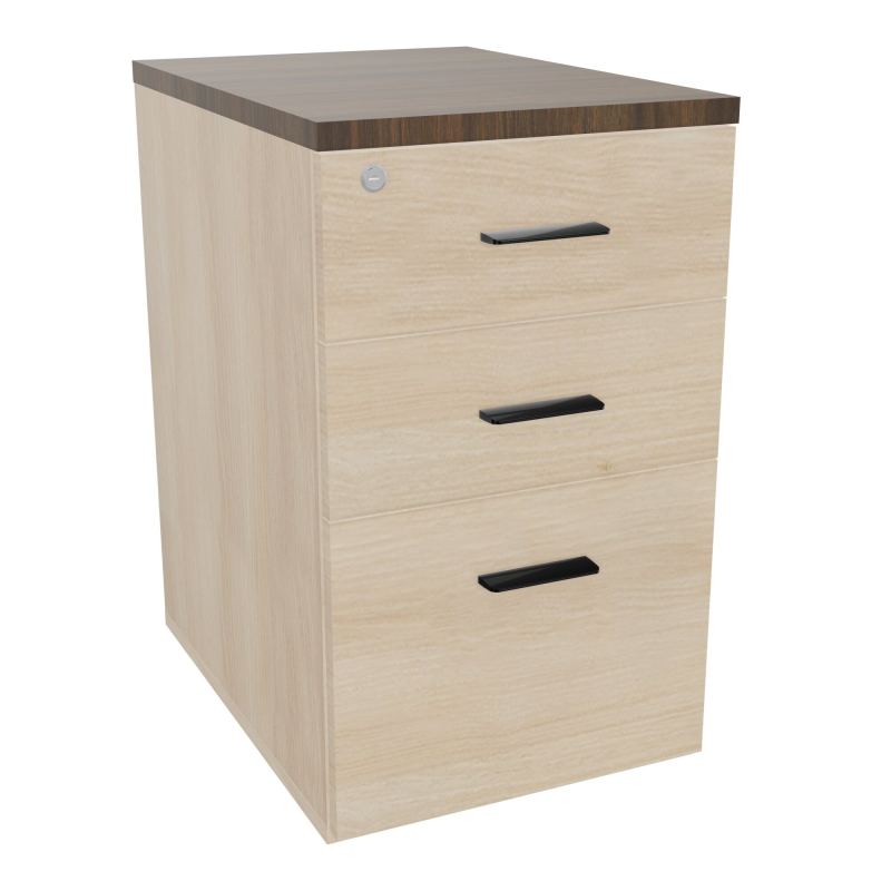 RETOUR SUR CAISSON HAUTEUR BUREAU P60XL43,2 - 3 TIROIRS DONT 1DS TOP EP25MM RZ N6 SG