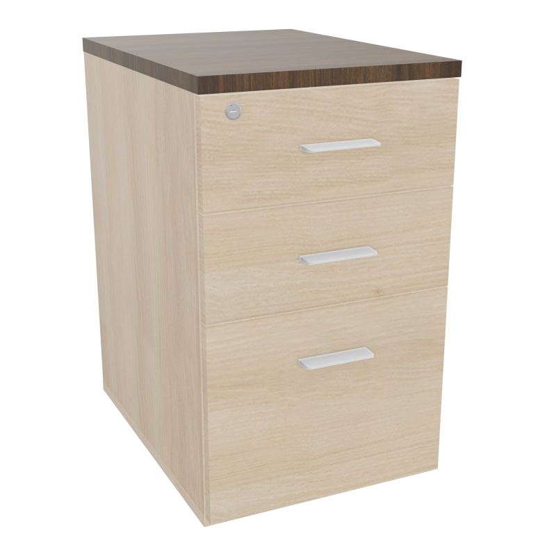 RETOUR SUR CAISSON HAUTEUR BUREAU P60XL43,2 - 3 TIROIRS DONT 1DS TOP EP25MM RZ N6 SO