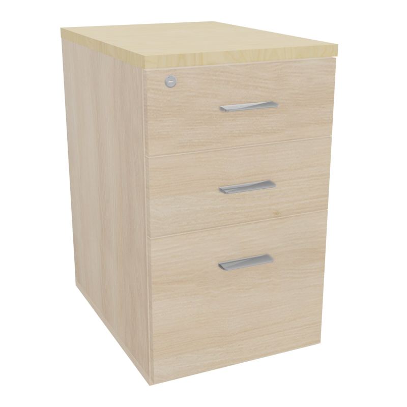 RETOUR SUR CAISSON HAUTEUR BUREAU P60XL43,2 - 3 TIROIRS DONT 1DS TOP EP25MM RZ N8 SB