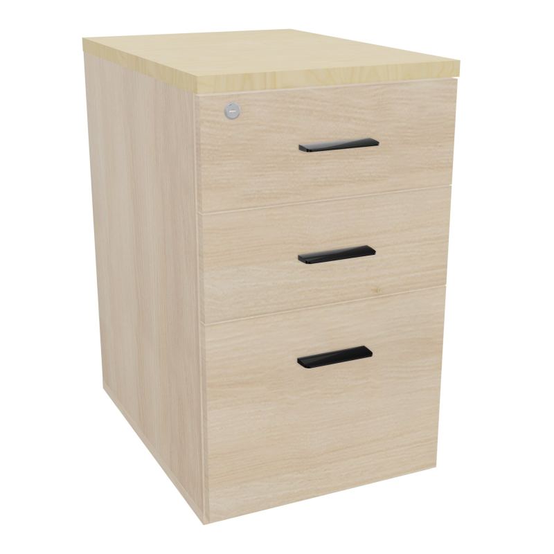 RETOUR SUR CAISSON HAUTEUR BUREAU P60XL43,2 - 3 TIROIRS DONT 1DS TOP EP25MM RZ N8 SG