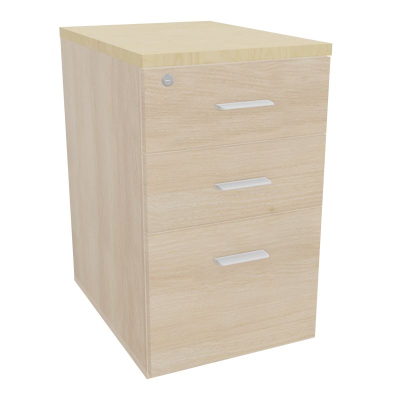 RETOUR SUR CAISSON HAUTEUR BUREAU P60XL43,2 - 3 TIROIRS DONT 1DS TOP EP25MM RZ N8 SO