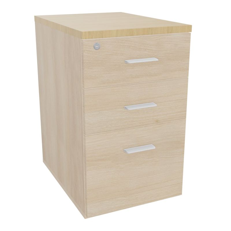 RETOUR SUR CAISSON HAUTEUR BUREAU P60XL43,2 - 3 TIROIRS DONT 1DS TOP EP25MM RZ R1 SO
