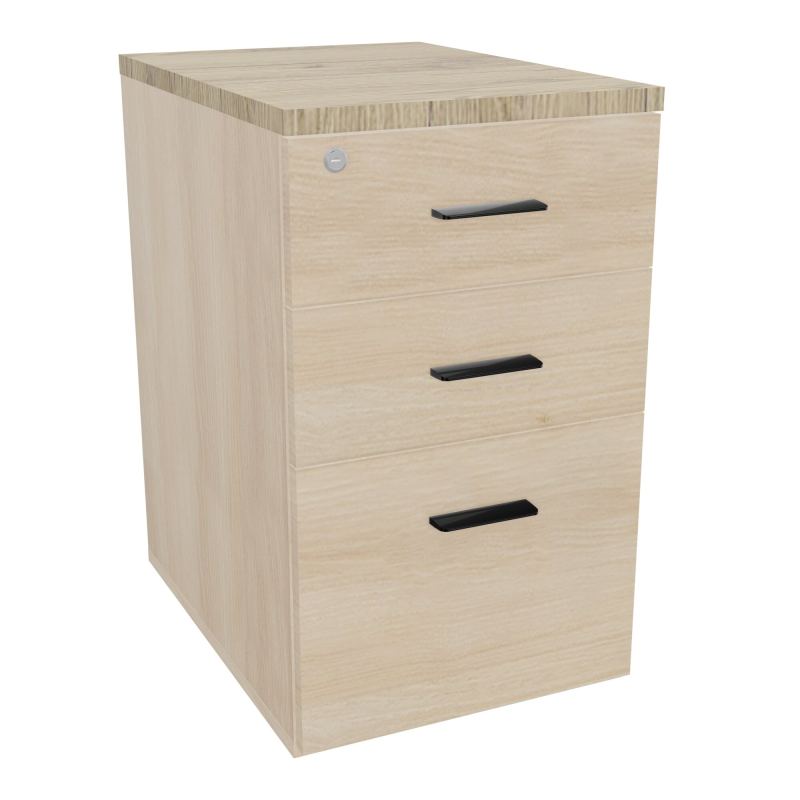 RETOUR SUR CAISSON HAUTEUR BUREAU P60XL43,2 - 3 TIROIRS DONT 1DS TOP EP25MM RZ R3 SG