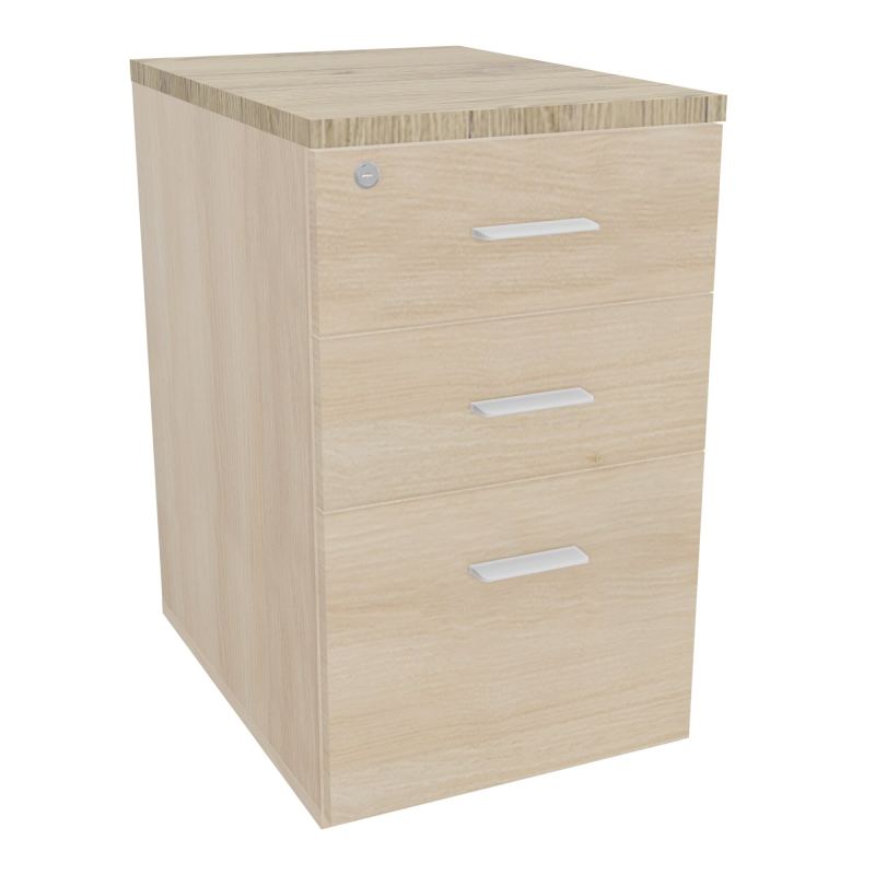 RETOUR SUR CAISSON HAUTEUR BUREAU P60XL43,2 - 3 TIROIRS DONT 1DS TOP EP25MM RZ R3 SO