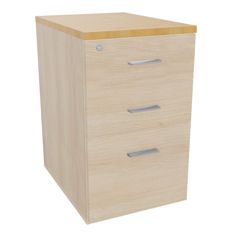 RETOUR SUR CAISSON HAUTEUR BUREAU P60XL43,2 - 3 TIROIRS DONT 1DS TOP EP25MM RZ R5 SB