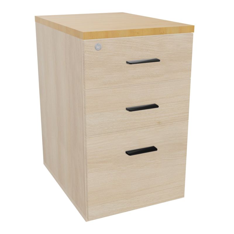 RETOUR SUR CAISSON HAUTEUR BUREAU P60XL43,2 - 3 TIROIRS DONT 1DS TOP EP25MM RZ R5 SG