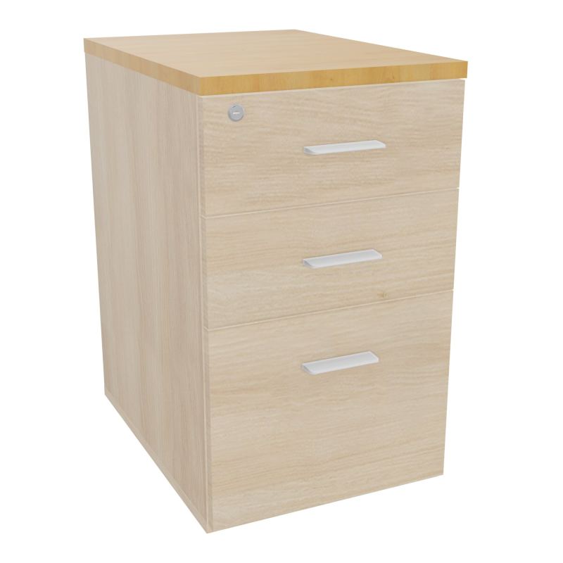 RETOUR SUR CAISSON HAUTEUR BUREAU P60XL43,2 - 3 TIROIRS DONT 1DS TOP EP25MM RZ R5 SO