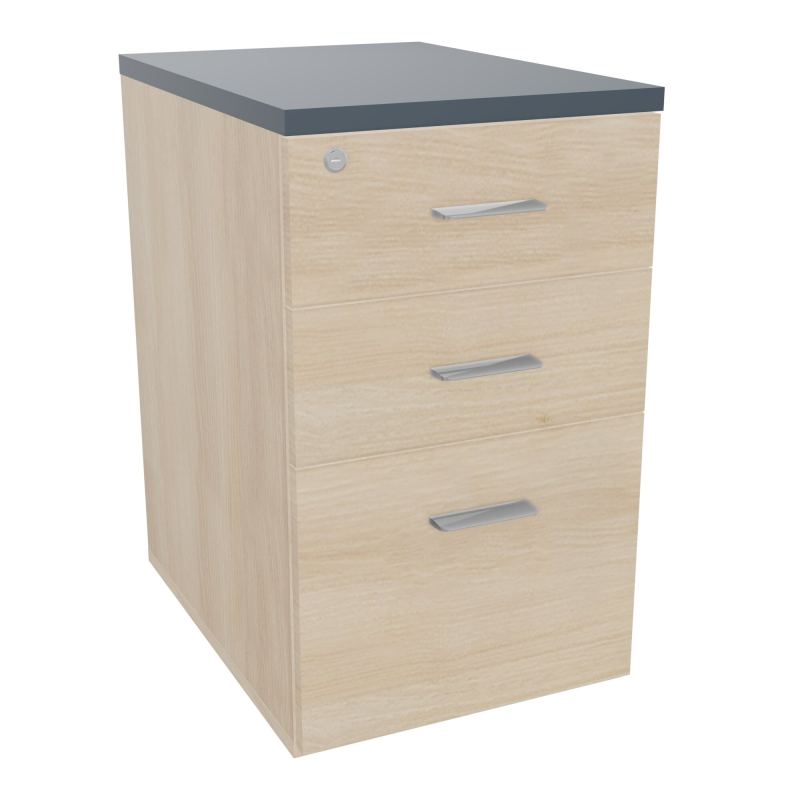 RETOUR SUR CAISSON HAUTEUR BUREAU P60XL43,2 - 3 TIROIRS DONT 1DS TOP EP25MM RZ R6 SB