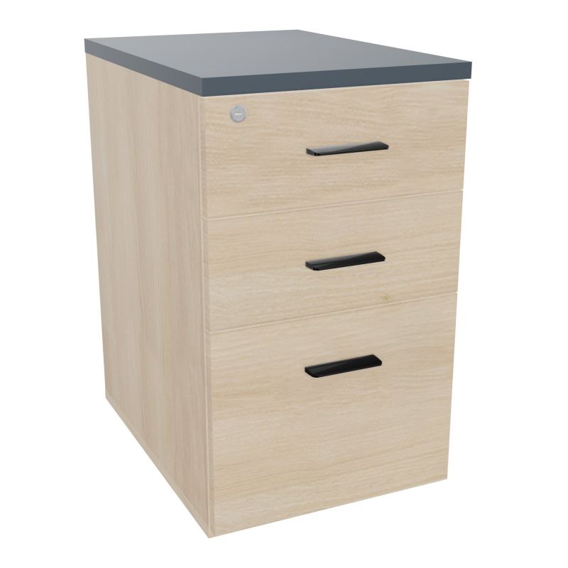 RETOUR SUR CAISSON HAUTEUR BUREAU P60XL43,2 - 3 TIROIRS DONT 1DS TOP EP25MM RZ R6 SG